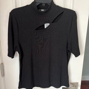 New soft ribbed black top with cutouts